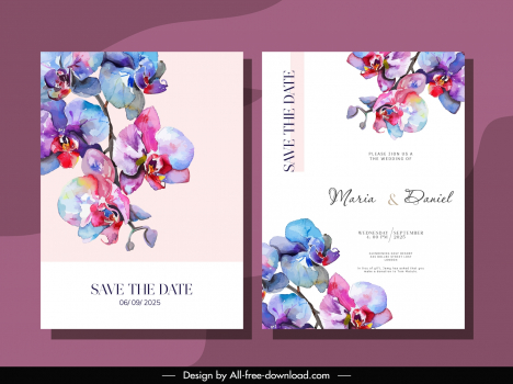 wedding invitation card templates elegant classical orchid flowers