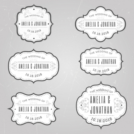 wedding tags templates classical rounded decor