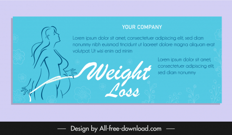 weight loss concept banner woman body sketch handdrawn design