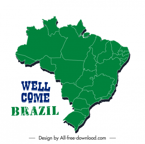welcome brazil poster template flat map texts sketch