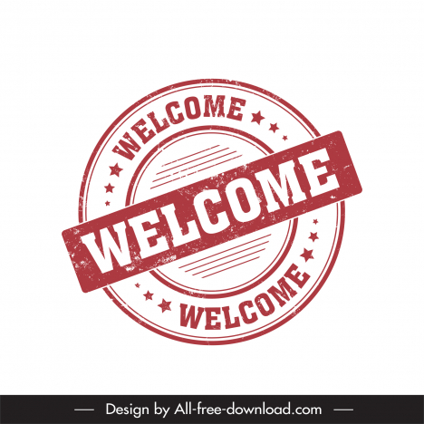 welcome stamp template flat retro circle design