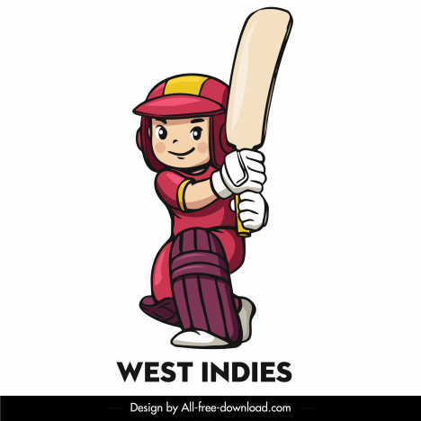 West indies cricket team icon cute girl sketch cartoon character design  vectors stock in format for free download 162 bytes