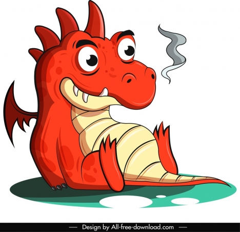 Western dragon icon funny cartoon character sketch vectors stock in format  for free download 