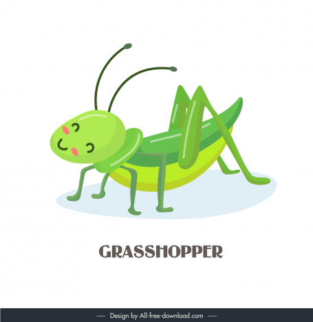 wild nature design elements cute cartoon grasshopper
