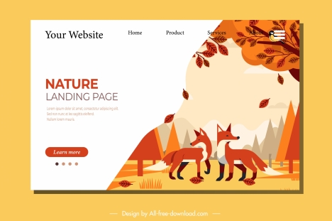 wild nature webpage template fox autumn decor