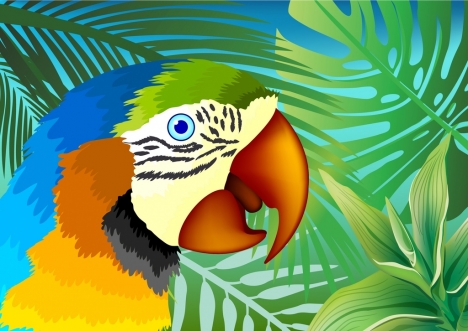 wild parrot background colorful flat icon design