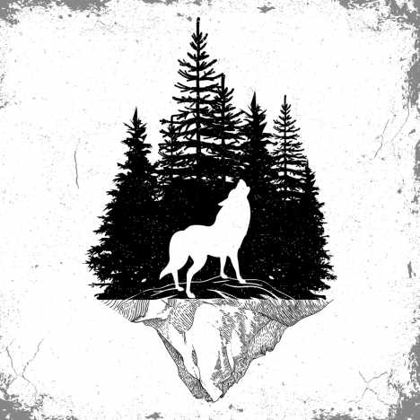 Wildlife tattoo template wolf forest icons silhouette design vectors stock in format for free download 6.76MB