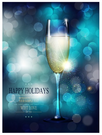 wine glass on blue abstract background
