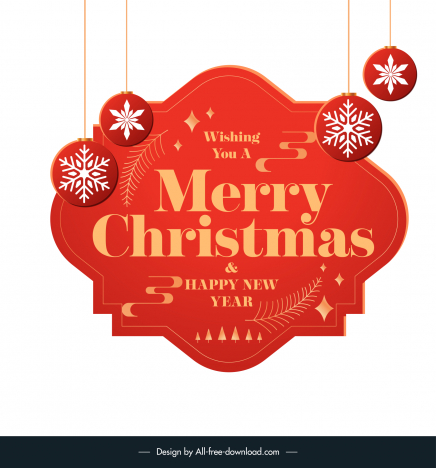wishing you a merry christmas happy new year typography design elements elegant flat frame bauble balls snowflakes texts decor