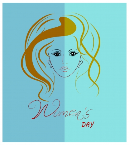 womens day decoration template design with portrait sketch