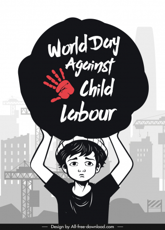 world day against child labour banner template handdrawn cartoon