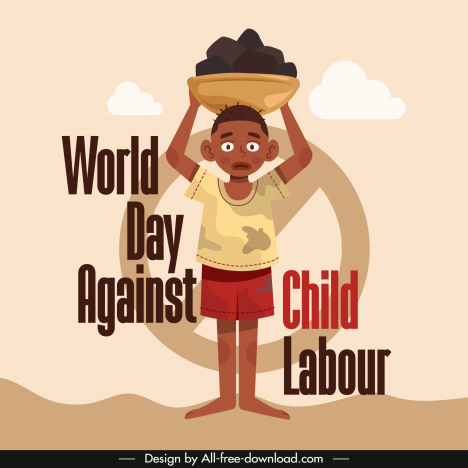 world day against child labour cartoon poor boy