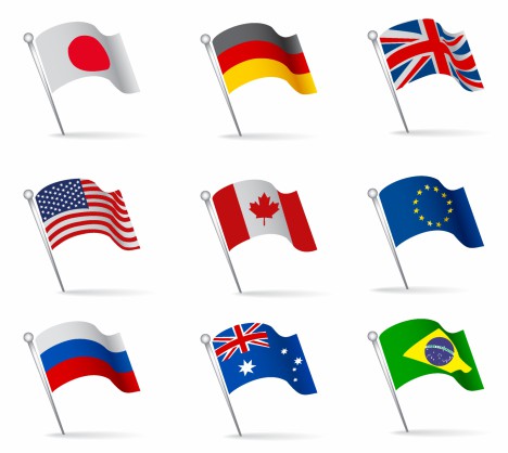 World flags waving