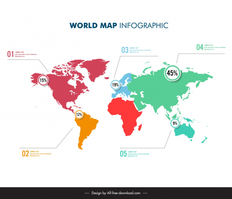 world map infographic template colorful elegance