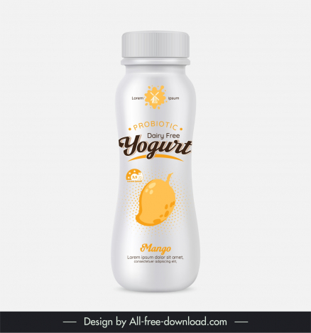 yogurt bottle packaging template mango fruit decor