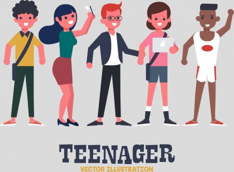 young people background cartoon characters