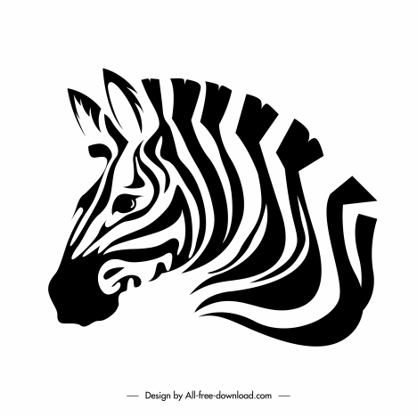 zebra icon head sketch black white handdrawn
