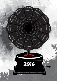 2016 calendar vintage music player