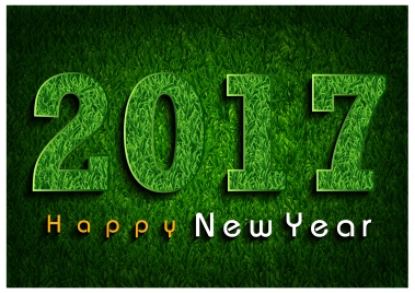 2017 green grass 3d happy new year