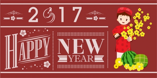 2017 new year banner vietnamese traditional style