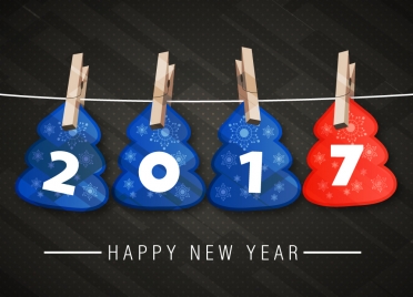2017 new year banner with hanging numbers design