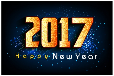 2017 new year card design on dark background