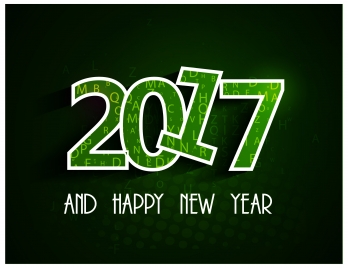2017 new year card design with dancing numbers