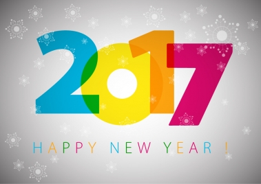 2017 new year template design with colorful numbers