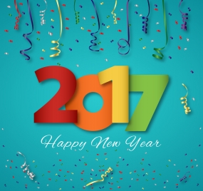 2017 new year template design with colorful numbers