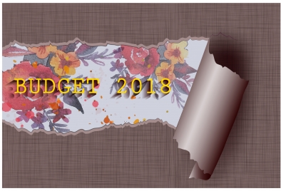 2018 budget banner design with tearing painting