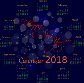 2018 calendar background violet bokeh design circle decoration
