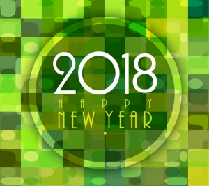 2018 new year banner green bokeh decoration