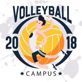 2018 volleyball campus banner athelte ball icons decor