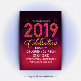 2019 new year music celebration poster modern dark decor