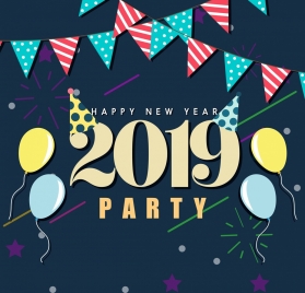 2019 new year party banner ribbon balloon decor
