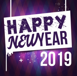 2019 new year poster grunge texts numbers decor