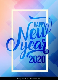 2020 new year banner bright modern calligraphic geometric