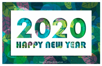 2020 new year banner classical colorful leaves decor