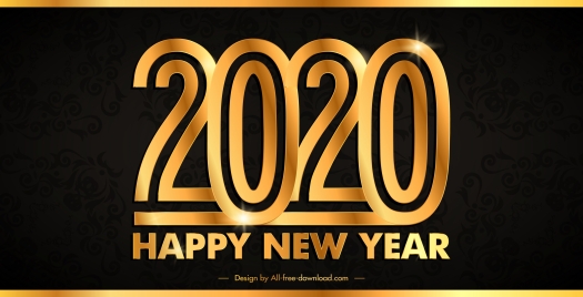 2020 new year banner modern sparkling golden numbers