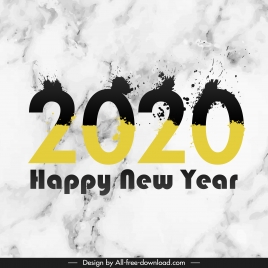 2020 new year template modern grunge inky numbers