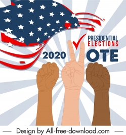 2020 usa voting poster dynamic arm signs flag