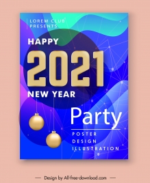 2021 party poster modern baubles spots connection