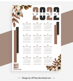 2022 calendar template bright elegant classic botany decor