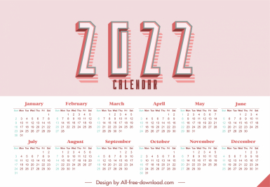 2022 calendar template simple bright plain decor