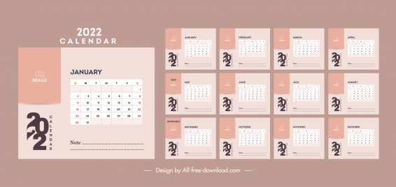 2022 calendar template simple plain decor