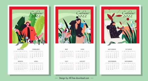 2022 calendar templates lifestyle nature elements decor