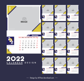 2022 calendar templates modern flat plain decor