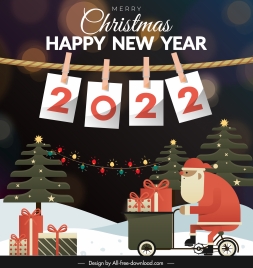 2022 new year banner colorful flat xmas elements
