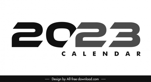 2023 calendar typography design elements flat black white design