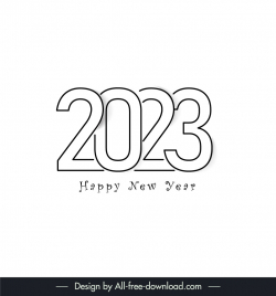 2023 new year calendar design elements flat classical black white numbers texts decor